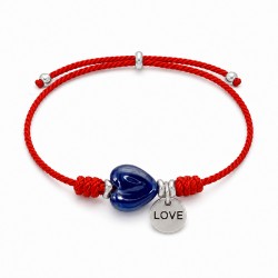 Bracelet with Blue Ceramic Slider Heart with Silver Love