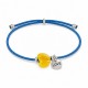 Bracciale con rondella in ceramica gialla a forma di cuore con "Love" in argento