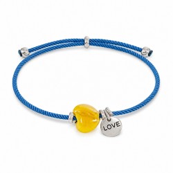 Bracelet with Yellow Ceramic Slider Heart with Silver Love