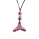 Collier avec Queue de Sirène en Céramique Fuchsia sur Cordon en Daim