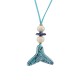 Collier avec Queue de Sirène en Céramique Bleue sur Cordon en Daim