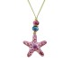 Necklace with Fuchsia Ceramic Starfish on Suede Cord