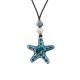 Collar con Estrella de Mar de Cerámica Azul sobre Cordón de Ante