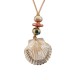 Collana con Conchiglia in Ceramica Beige su Cordino in Pelle Scamosciata