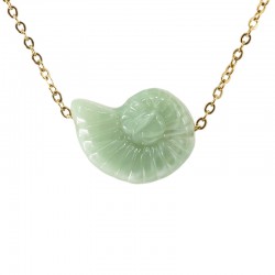 Collier d'Été avec Coquillage Menthe et Chaîne Dorée