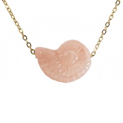 Summer Necklace with Pink Shell & Gold Chain