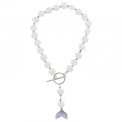 Collier avec perles blanches. Queue de sirène et fermoir en T