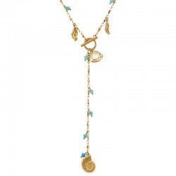 Collar con Cadena y Concha Metálica con Cierre en T