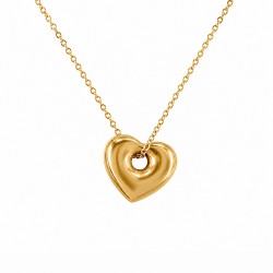Gold Minimal Necklace with 3D Heart