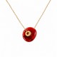 Necklace with Red Ceramic Disc & Metal Rondelle