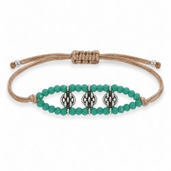 Pulsera con Conector de Metal Zamak y Bolas de Cristal