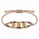Bracciale con Connettore Etnico in Oro e Perline in Vetro Marroni e Ecru