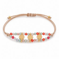 Bracelet with Gold Flower Connector & Glass Colorful Beads