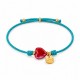 Bracciale con cursore a forma di cuore in ceramica rossa con "Love" in oro
