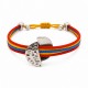 Bracelet with Silver Semicircle Slider on Multicolored Cord