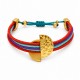 Pulsera Con Deslizador Semicircular De Plata En Cordón Multicolor