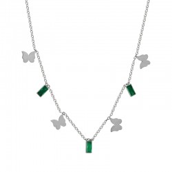 Stainless Steel 304 Necklace with Butterfly Green Strass 40cm