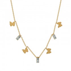 Stainless Steel 304 Necklace with Butterfly & Strass 40cm