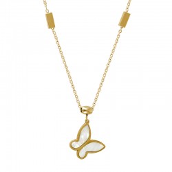 Collar de Acero Inoxidable 304 con Mariposa Blanca 40cm
