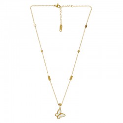 Collana in Acciaio Inossidabile 304 con Farfalla Bianca 40 cm