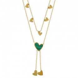 Collana in Acciaio Inossidabile 304 con Cuore Verde 40 cm
