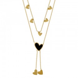 Stainless Steel 304 Necklace with Black Heart 40cm