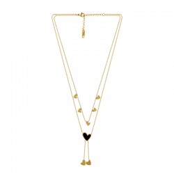 Collana in Acciaio Inossidabile 304 con Cuore Nero 40 cm