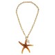 Summer Necklace with Starfish, Pearl & Gold Chain