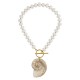 Collana Estiva con Perline Bianche, Conchiglia e Chiusura a T