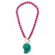 Collana Estiva con Perline Fucsia, Conchiglia e Chiusura a T
