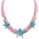 Collar llamativo trenzado en Rosa con Estrella de Mar y Perlas