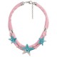 Statement Pink Braided Necklace with Starfish & Pearls