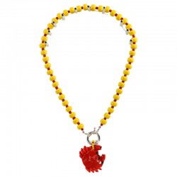 Collana Estiva con Perline Gialle e Granchio Rosso