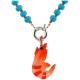 Collar de Verano con Cuentas Turquesas y Camarón Rojo