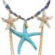 Statement Necklace with Scarf, Starfish & Gold Chains