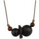 Κολιέ με Στριφτό Κορδόνι και Ξύλινες Μαύρες Χάντρες