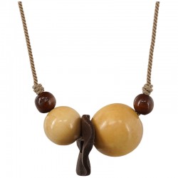 Necklace with Twisted Cord and Brown Wooden Beads
