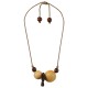 Necklace with Twisted Cord and Brown Wooden Beads