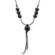 Necklace with Black Wooden Beads & Metal Silver Bar