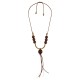 Necklace with Brown Wooden Beads & Metal Gold Bar
