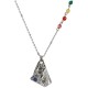 Necklace with Metal Madonna with Blue Enamel & Glass Beads
