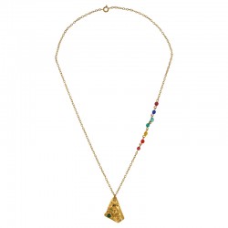 Collier avec Madone en Métal avec Émail Vert et Perles de Verre