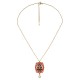Necklace with Orange Wooden Frida Kahlo Frame & Pearl