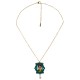Necklace with Green Wooden Frida Kahlo Frame & Pearl