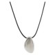 Collier avec pendentif asymétrique en métal argenté sur cordon noir