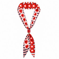 Modern Heart-Print Scarf Necklace with Ceramic Tube