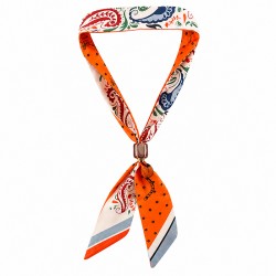 Modern Paisley Scarf Necklace with Ceramic Tube