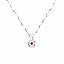 Minimal Necklace with Geometric Charm & Red Enamel