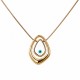 Gold Necklace with Asymmetric Drop & Enamel Evil Eye