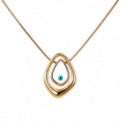 Collar de Oro con Colgante Asimétrico y Ojo Turco Esmaltado